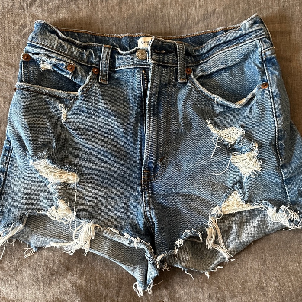Abercrombie & Fitch Blue Distressed Jean Shorts